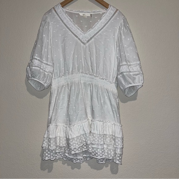 LoveShackFancy Adley White Lace Embroidered Mini Dress SZ L - Picture 5 of 12